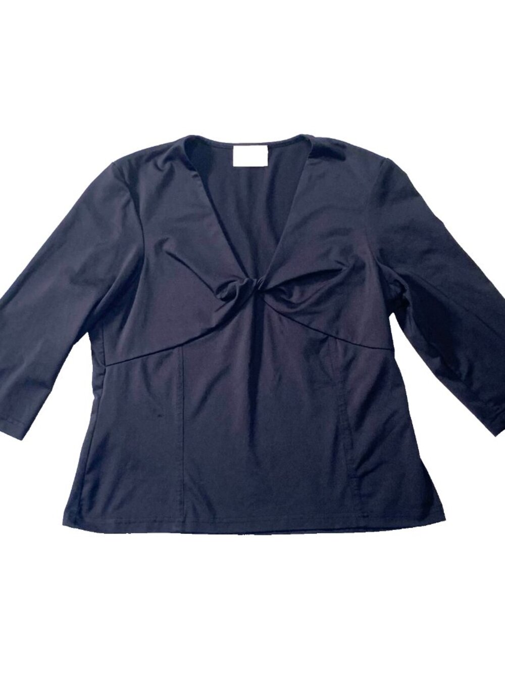 VTG 80s 90s Premiere Collection Black Blouse Women's L Twist Front 3/4 Sleeve